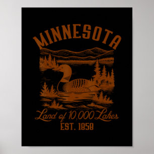 Minnesota State Travel Minnesota Common Loon Souve Poster