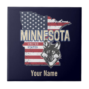 Minnesota State United States Map Vintage USA Ceramic Tile