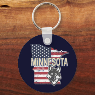 Minnesota State United States Map Vintage USA Key Ring
