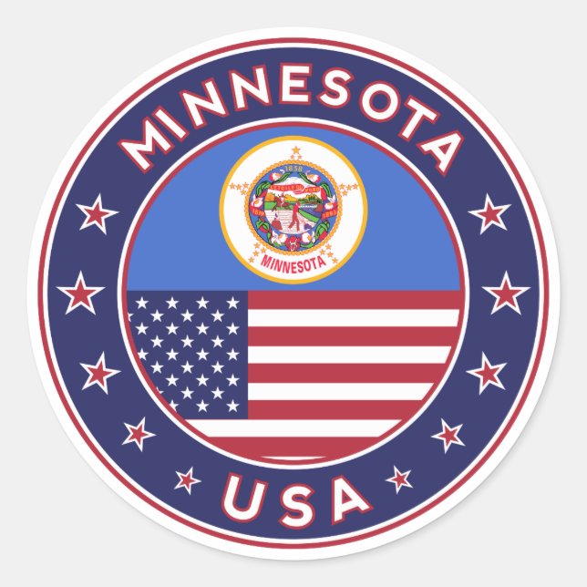 Minnesota sticker, phone case, bag, clock classic round sticker (Front)