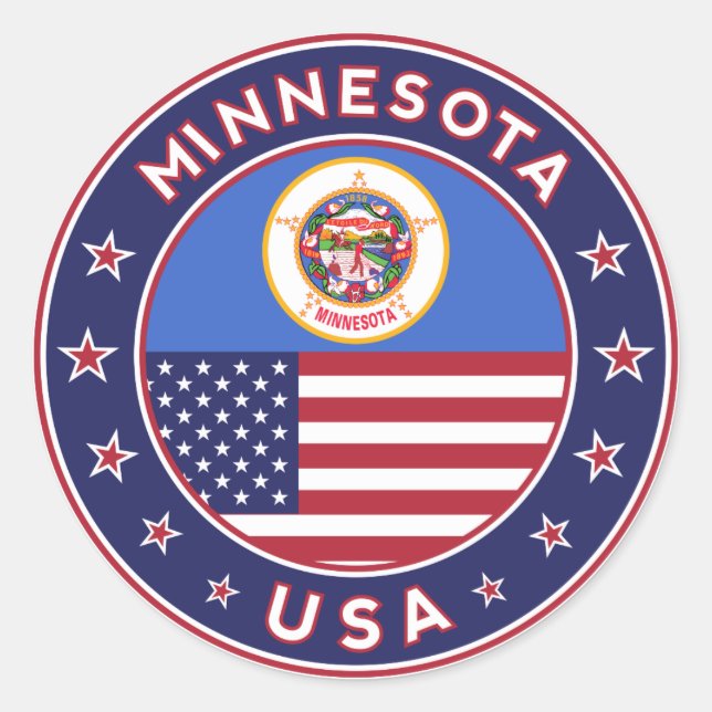 Minnesota sticker, phone case, bag, clock classic round sticker (Front)