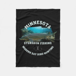Minnesota Sturgeon Fishing Modern Day Dino Hunting Fleece Blanket