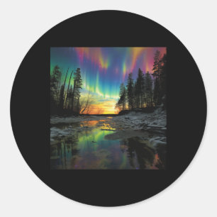 Minnesota Vacay Northern Lights Camping Hiking Sou Classic Round Sticker
