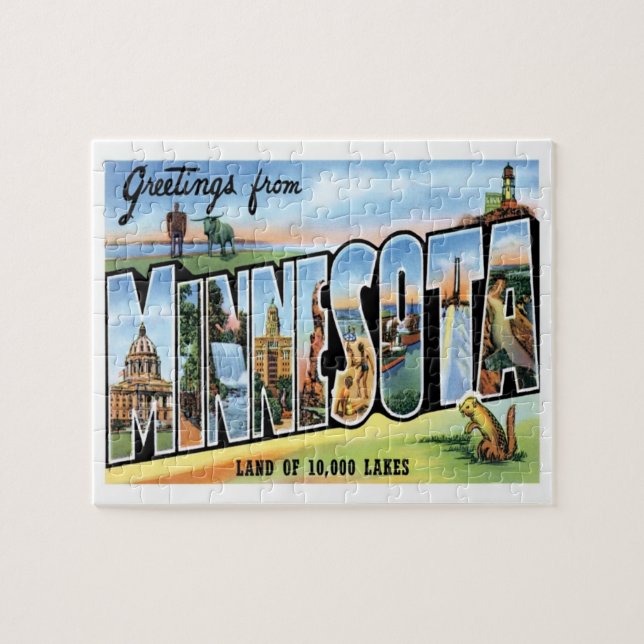 Minnesota Vintage Travel Jigsaw Puzzle (Horizontal)