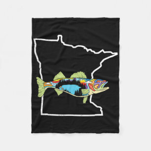 Minnesota Walleye Fishing Freshwater Fisherman Wal Fleece Blanket