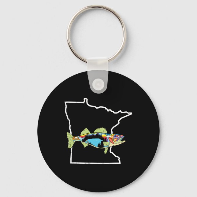 Minnesota Walleye Fishing Freshwater Fisherman Wal Key Ring (Front)