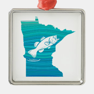 Minnesota Wave Fishing Metal Ornament