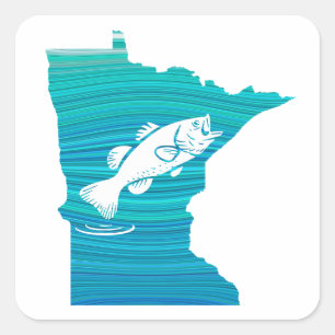 Minnesota Wave Fishing Square Sticker