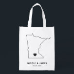 Minnesota Wedding Welcome Bag Map Tote with Heart<br><div class="desc">Wedding welcome gift bag featuring map graphic. Your guests will love checking into their hotel and finding this tote filled with treats awaiting them. You may position the heart to the location of your big day using the "customise further" feature.</div>