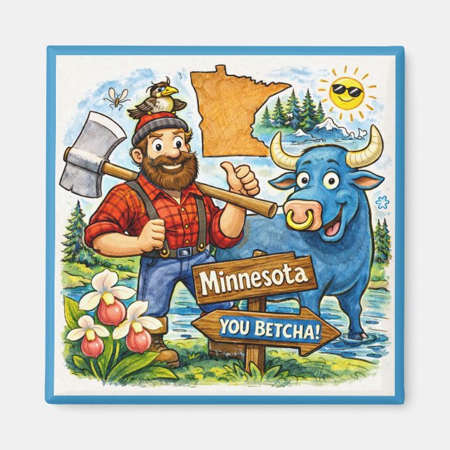 Minnesota "You Betcha" Paul Bunyan Magnet (Front)