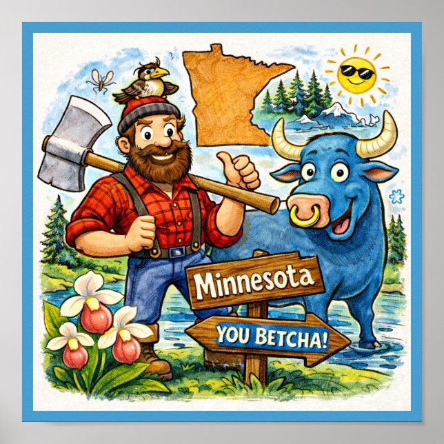 Minnesota "You Betcha" Paul Bunyan Poster (Front)