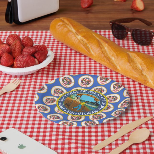 Minnesotan Flag & Seal, Minnesota Paper Plate (Picnic)