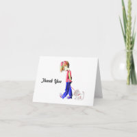 Minnie-me! Boy walking Westie Dog Art