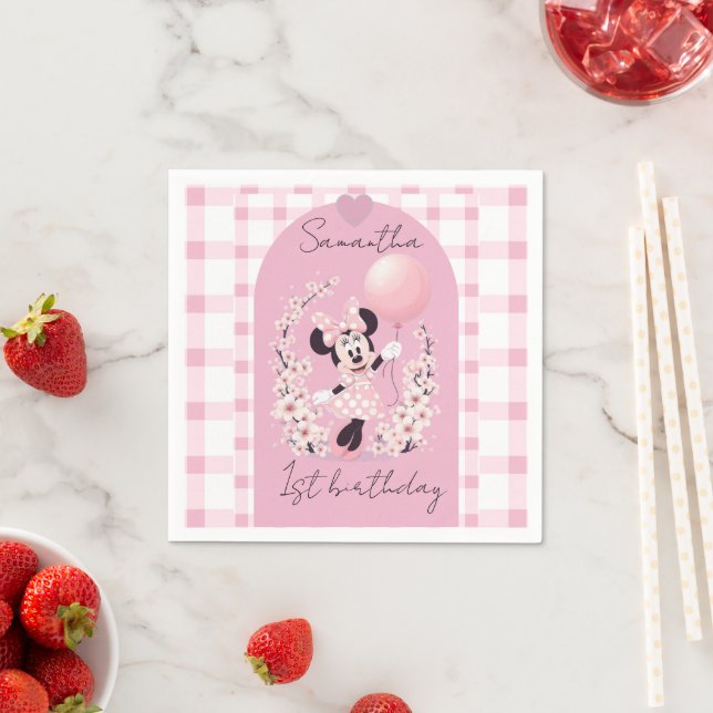 Minnie Mouse Editable name party napkins (Insitu)