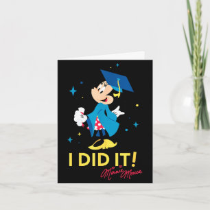 Minnie mouse i did it! graduation cap and gown  card