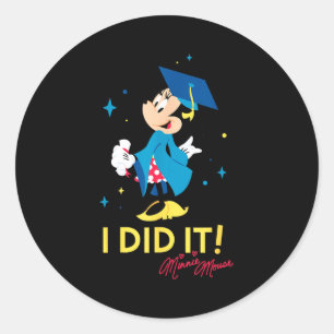 Minnie mouse i did it! graduation cap and gown  classic round sticker