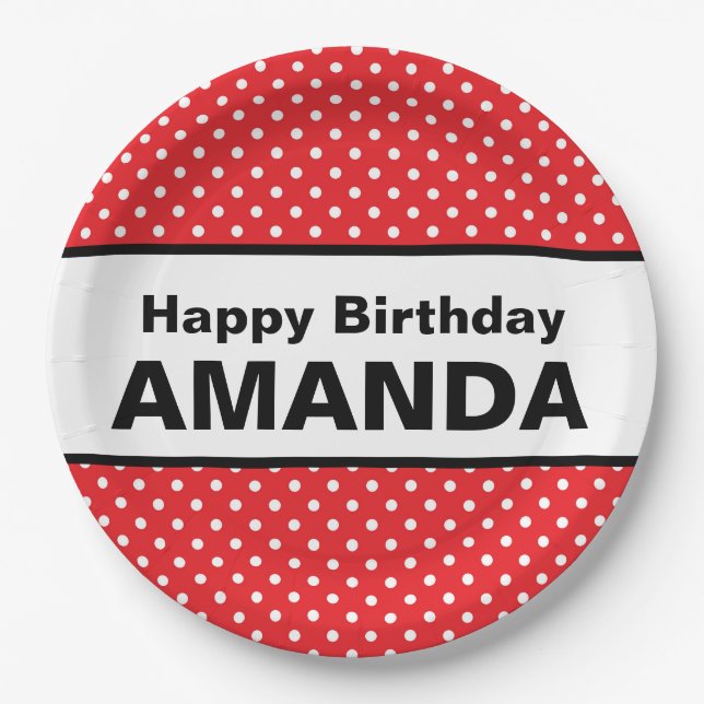 Minnie Mouse Inspired Paper Plates Custom Name (Front)