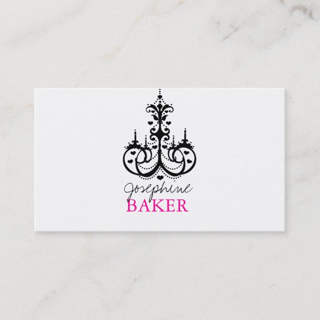minniemay chandelier+ ombre hearts black and pink business card (Front)