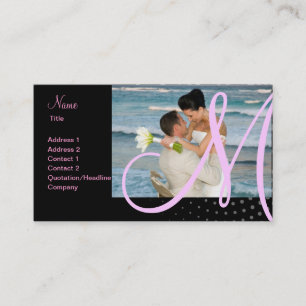 minniemay monogram halftone pincture, black+pink business card