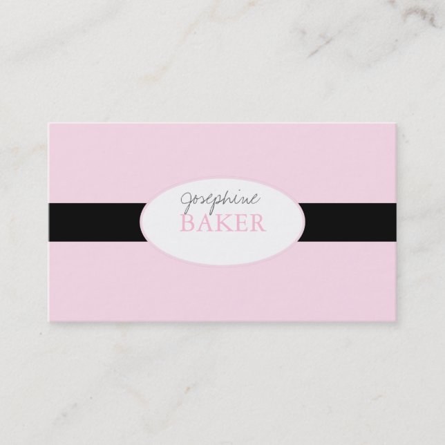 minniemay silver damask pink+black business card (Front)