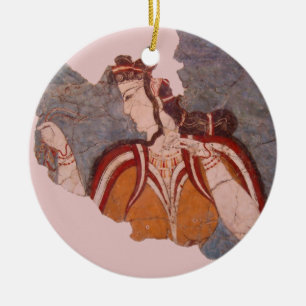 Minoan Wall Painting Ceramic Tree Decoration