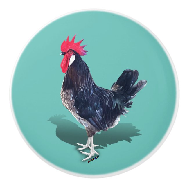 Minorca Rooster Ceramic Knob (Front)