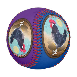 Minorca Rooster Good Morning Vintage Oval Baseball