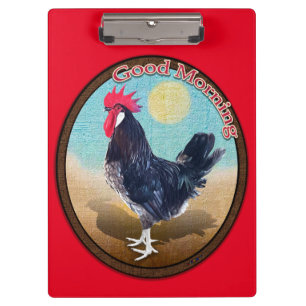 Minorca Rooster Good Morning Vintage Oval Clipboard