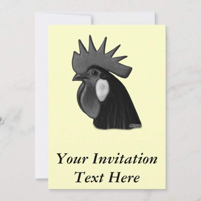 Minorca Rooster Head Invitation (Front)