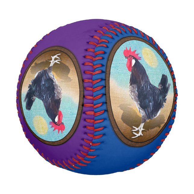 Minorca Rooster Vintage Oval  Baseball (Angled)