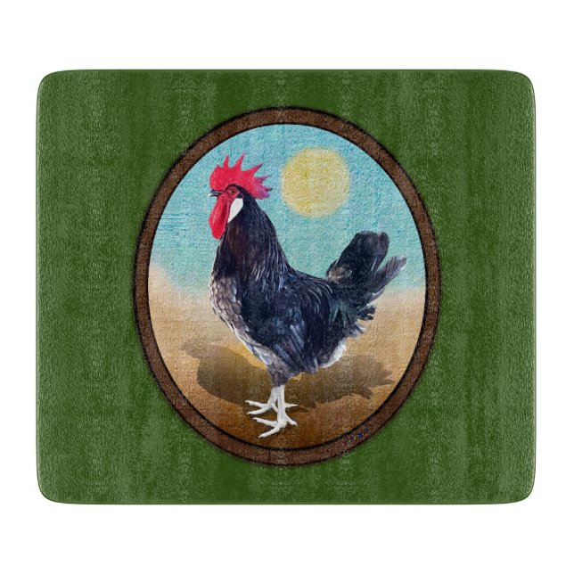 Minorca Rooster Vintage Oval  Cutting Board (Front)
