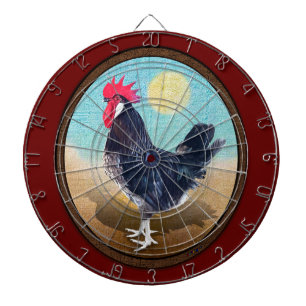 Minorca Rooster Vintage Oval Dartboard