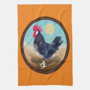 Minorca Rooster Vintage Oval Tea Towel