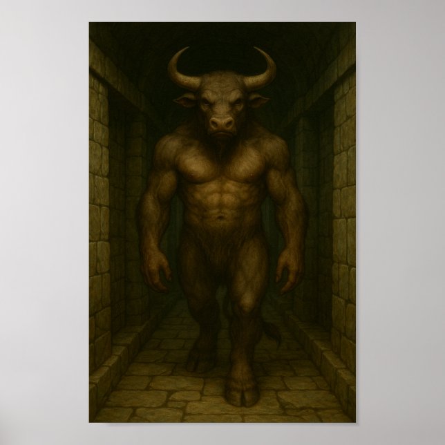 Minotaur in the Maze–The Labyrinth’s Living Legend Poster (Front)