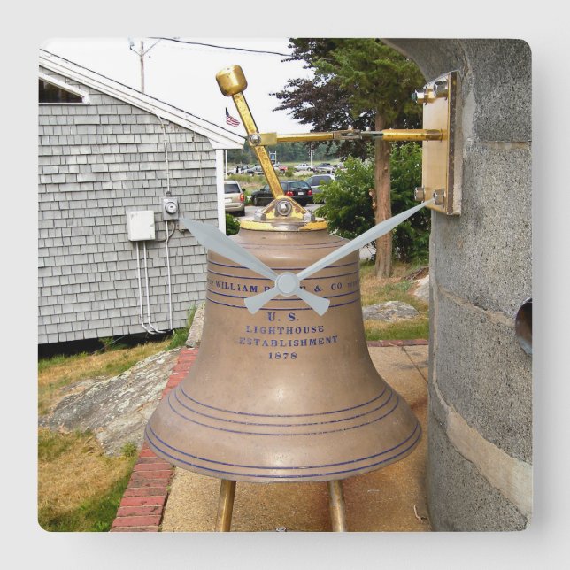 Minots Ledge Lighthouse Fog Bell Square Wall Clock (Front)