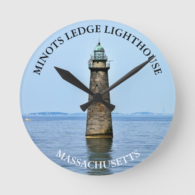 Minots Ledge Lighthouse Massachusetts Wall Clock (Front)