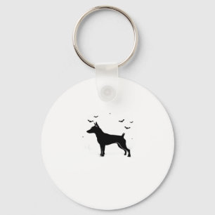 MinPin Dog � Halloween Moon Silhouette Classic T-S Key Ring