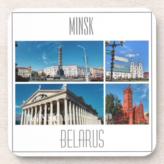 Minsk Belarus Collage Architecture Coaster (Front)