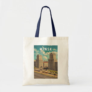 Minsk Belarus Illustration Travel Art Vintage Tote Bag