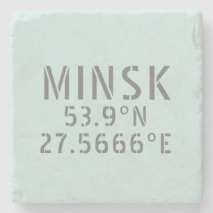 Minsk Latitude Longitude Coordinates Stone Coaster