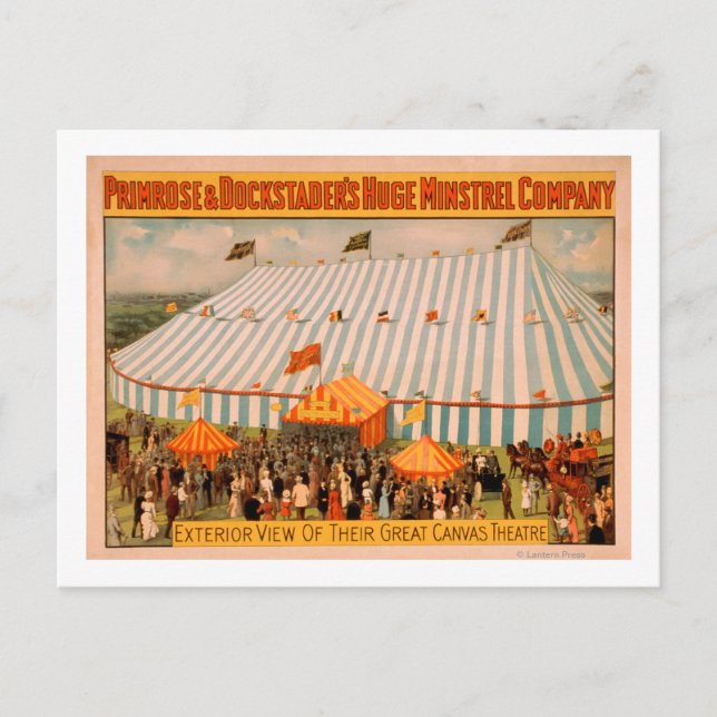 Minstrel's Exterior View of Huge Canvas Theatre Postcard (Front)