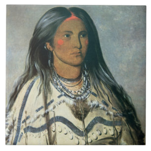 'Mint', a Mandan Indian girl, 1832 (colour litho) Ceramic Tile