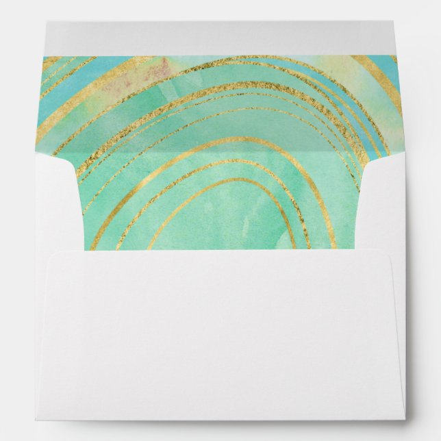 Mint Agate Watercolor | 5 x 7 Wedding Envelope (Back (Bottom))