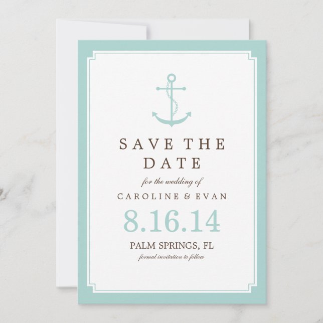 Mint Anchor Wedding Save the Date (Front)