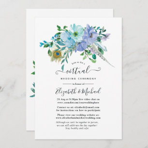 Mint and Blue Boho Floral Online Virtual Wedding Invitation