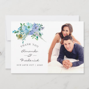 Mint and Blue Boho Floral Wedding Thank You photo