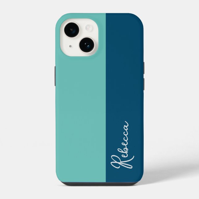 Mint and Blue Colour Block Phone Case (Back)