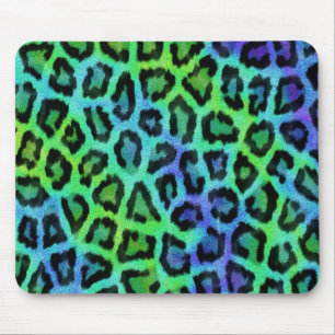 Mint And Blue Leopard Print Mouse Pad