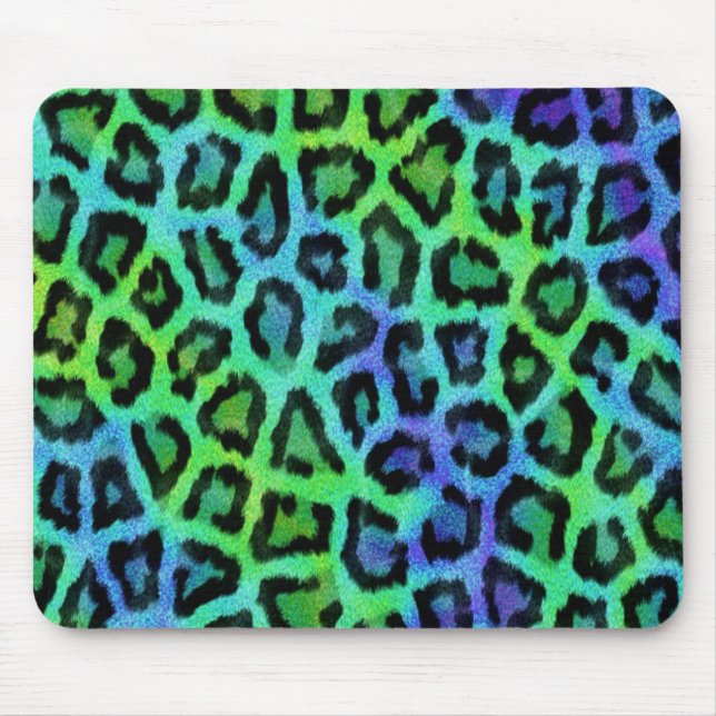 Mint And Blue Leopard Print Mouse Pad (Front)