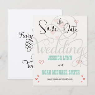 Mint and Coral FairyTale Wedding Save the Date Invitation